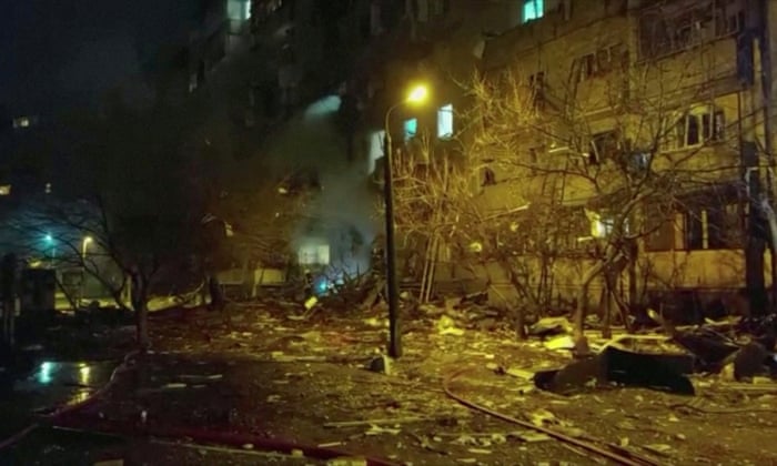 Ukraine invasion: Zelenskiy strikes defiant tone as explosions ring out in Kyiv